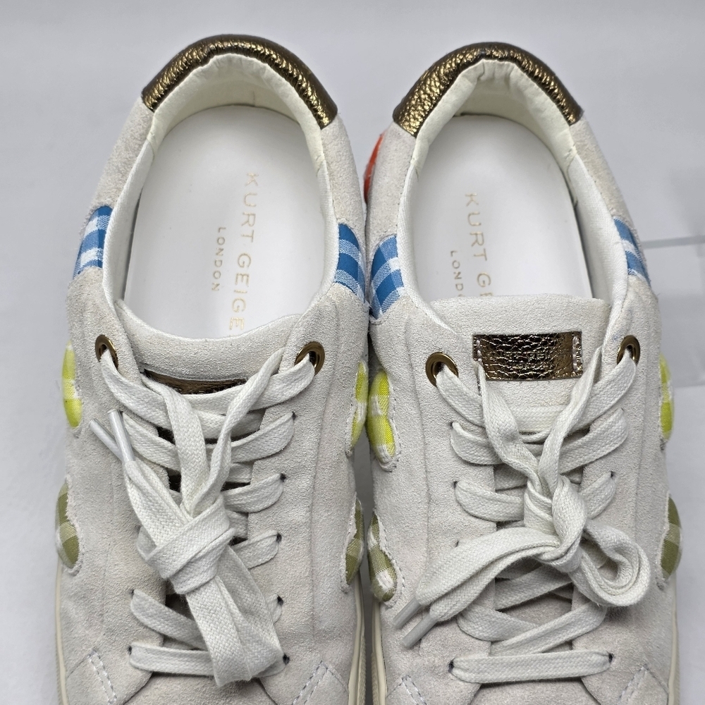 Kurt Geiger Lane Love Sneaker Low Top Lace Up Shoes Gingham Hearts Size EU 38 - Picture 9 of 10